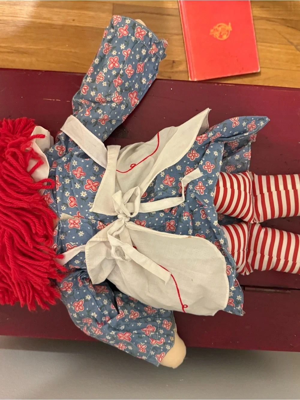 Raggedy Ann Doll with Blue Floral Dress and Red Hair